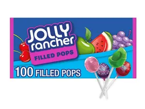 JOLLY RANCHER Filled Pops Assorted Fruit Flavored Candy Box, 56 oz (100 Pieces)