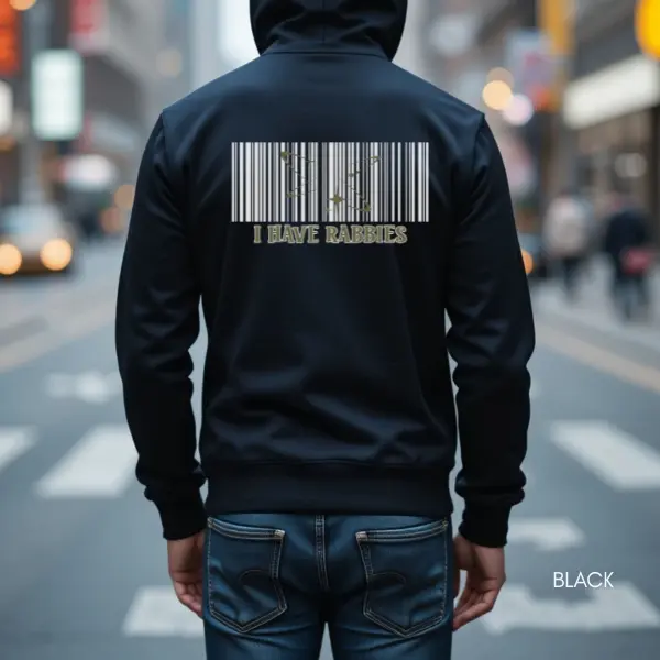I Have Rabies Funny Hoodie, Y2k Full Zip Hooded Sweatshirt, Unhinged Meme Sweatshirt, Unique Weird Gifts, Dark Souls Humor Hoodie, Gen Z Meme Oversized Top Menswear Classic Full Zip Unisex Cotton Fabric Streewear