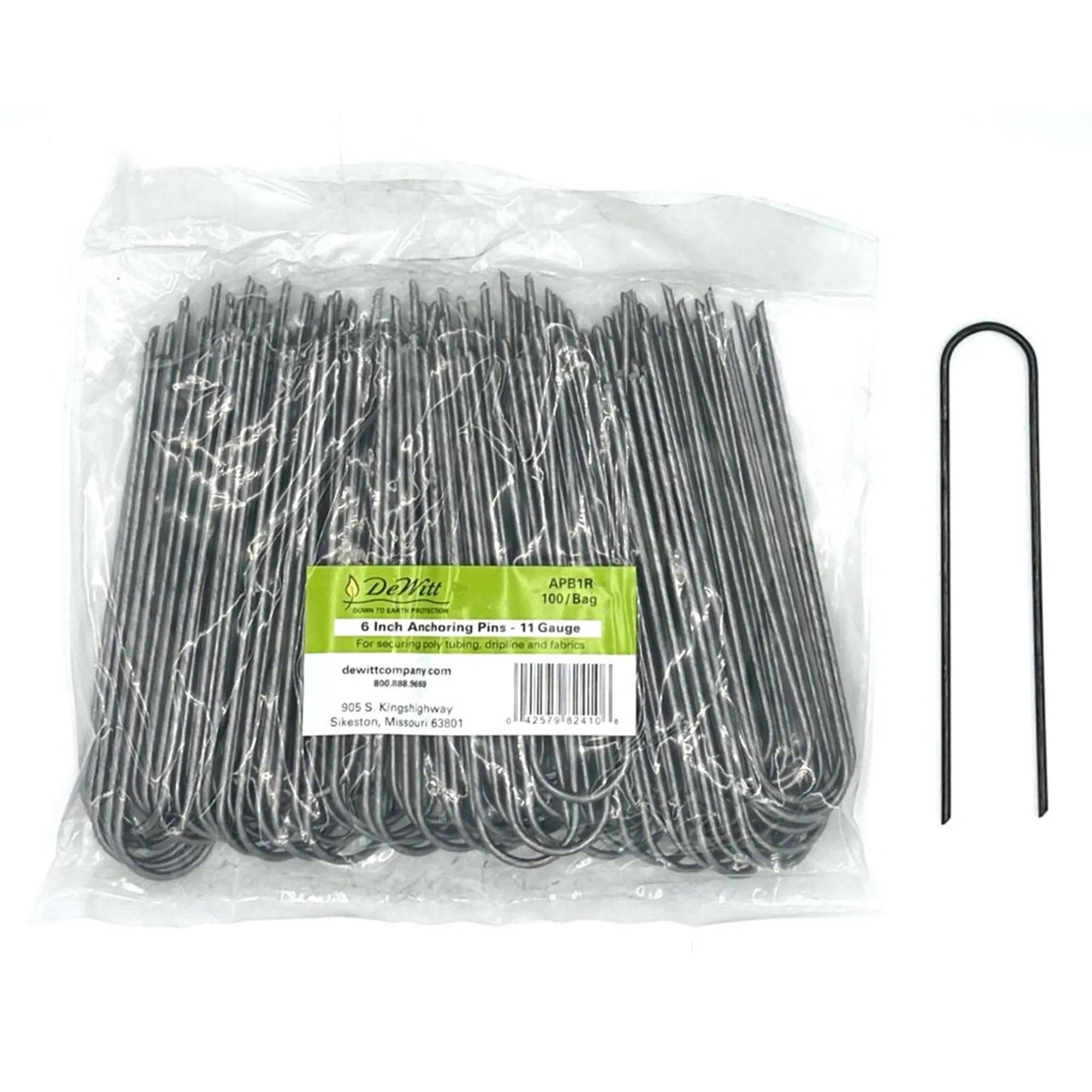 DeWitt 6 Inch U-Shaped Rounded Top Steel Anchor Pins for Landscaping, 100 Count