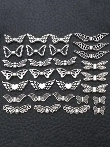 30pcs Angel Wing Beads, Hidden Alloy Fairy Wings Charms, DIY Bracelet Earring Jewelry Making Supplies, Wing Shaped Spacer Beads