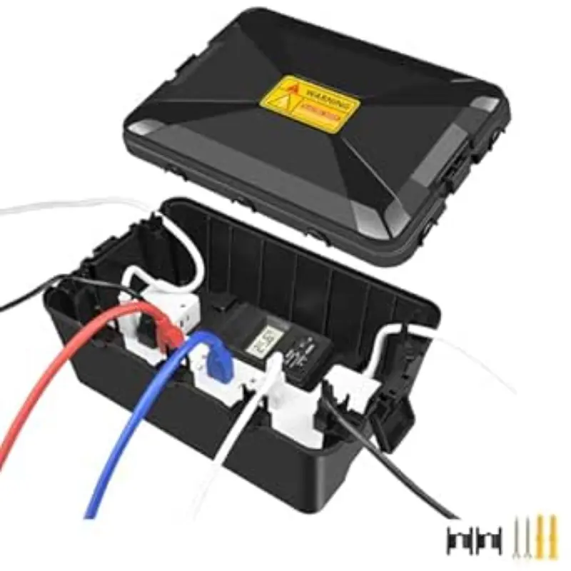 Outdoor waterproof junction box, rainproof, moisture-proof, and leakage-proof, for garden irrigation and courtyard outdoor wiring, thickened flame-retardant sealed waterproof surface-mounted empty box for wire storage