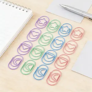 100 Pcs Macaron Colored Shaped Paper Clips - Cute Heart Star Moon Diamond Decorative Paperclips - Vinyl Coated Metal Wire Clips for Planner, Bookmarks, Office School Supplies - Assorted Colors with Box