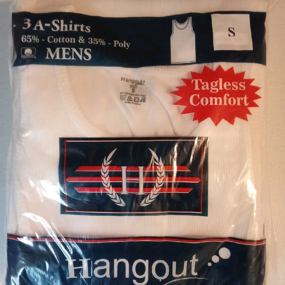 4 pack of Hangout Mens Tagless Comfort T-Shirts 65% Cotton 35% Poly 3A-Shirts for Hangout