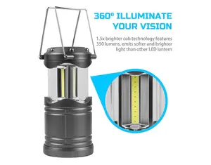 LED Camping Lantern, Battery Powered Flashlight, Portable Collapsible Hanging Light Essential for Home, Outdoor, Emergency Lamp Survival Kit Gear for Hurricane -Gray