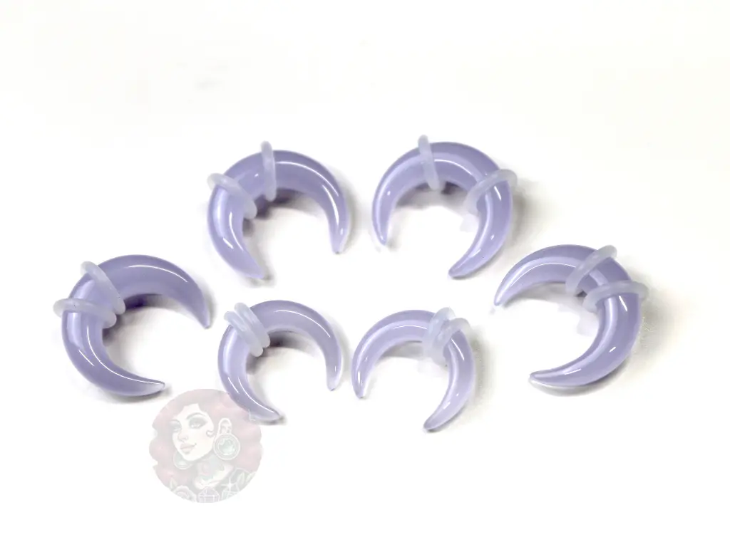 Purple Opalite Pinchers – Ears or Septum - Iridescent Glass Gauge 2mm–7mm