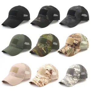 Tactical Camo Baseball Cap for Men, Breathable Mesh Military Hat with Velcro Patch, Adjustable Outdoor Dad Hat for Hiking, Hunting, Fishing