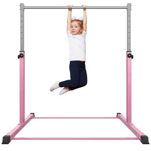 SaflyFun Gymnastics Bar for Kids Ages 3-15 for Home, Steady Steel Construction, 3' to 5' Adjustable Height