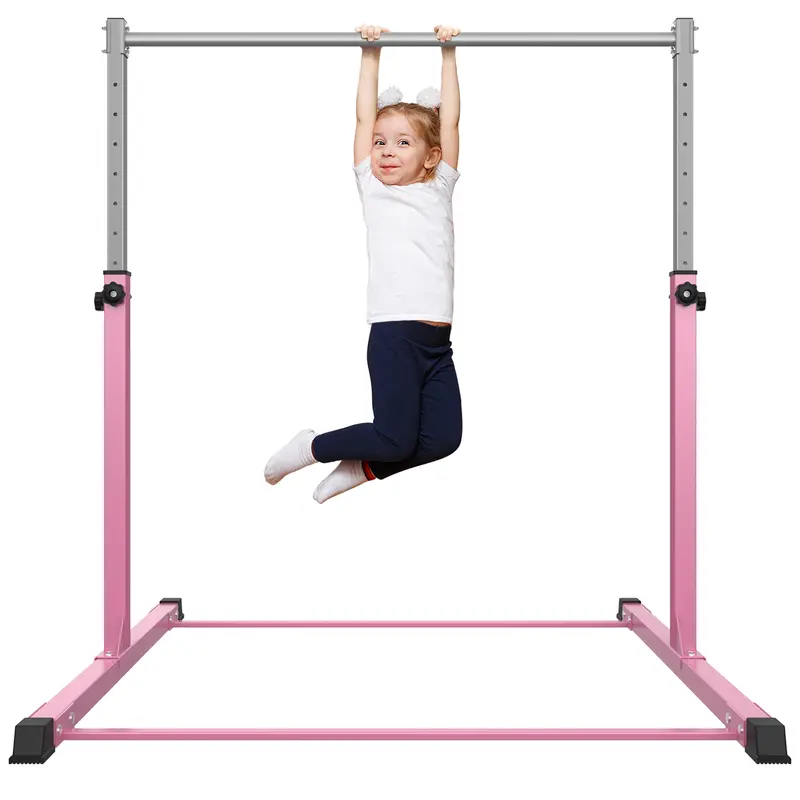 SaflyFun Gymnastics Bar for Kids Ages 3-15 for Home, Steady Steel Construction, 3' to 5' Adjustable Height