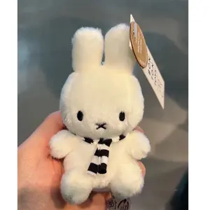 Kawaii Miffy Black and White Striped Scarf Hanging Cute Doll Cute Mini Figure Doll Pendant Christmas Gift for Girls Boys