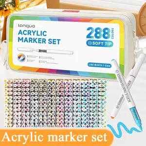 288 Color Languo Blue Fruit Acrylic Markers, Marker Pen Set, Soft Tip, Christmas Art Creation, Smart Ink Control, Multi-Material Drawing, Portable Storage