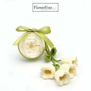 Preserved Real Rose Keychain Lily of the Valley Crochet ｜Modern Floral Gifts