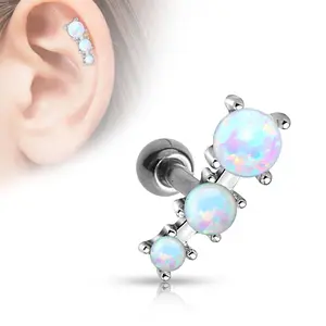 Triple Opal Cartilage Barbell