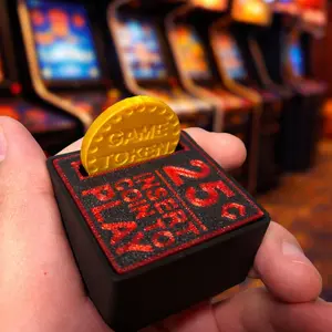 Retro Arcade Coin Slot Prop – Nostalgic Arcade Clicker – 3D Printed Collectible