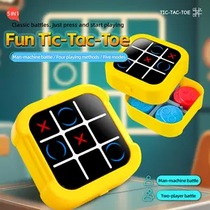 5-in-1 Smart Electronic Chess Board Game Tic-Tac-Toe Memory Flash Mole Whack Socket Chess Five Modes Human vs AI Battle Two-Player Portable Reusable Travel Games for Kids Adults