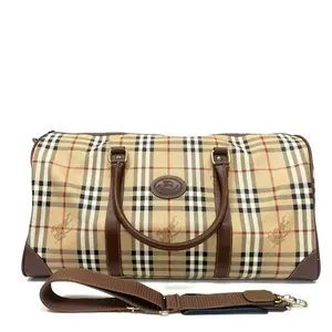 Pre-owned BURBERRY Vintage Classic Haymarket Check Cylindrical Boston Travel Duffle 45cmN22992003