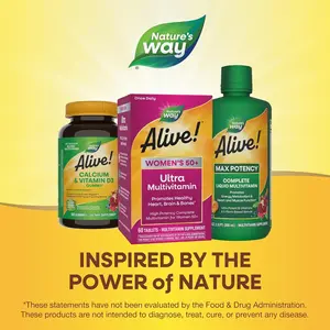 Nature’S Way Alive! Women’S 50+ Ultra Potency Complete Multivitamin, High Potency Formula, Promotes Healthy Heart, Brain, Bones*, with Methylated B12, Gluten-Free, 60 Tablets