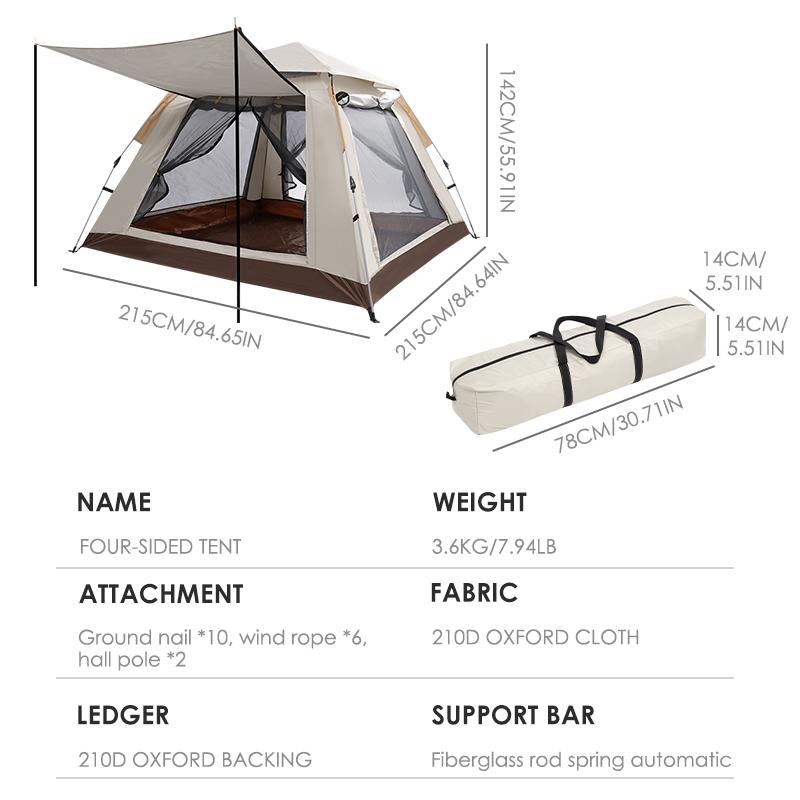 4 Person Easy Pop Up Tent outdoor camping tent Waterproof Automatic Setup 2 Doors-Instant Family Tents for Camping Hiking & Traveling Outdoor