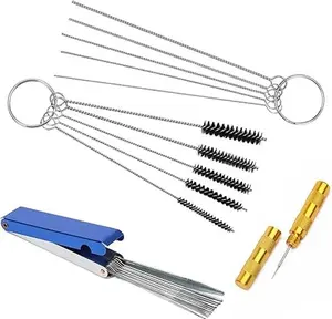 4 PCS Torch Tip Cleaner Set, Welding Torch Tip Cleaner with Drill Bit Torch Tip Cleaner Set for Carbon Carburetor Jet Cleaner with 10 Cleaning Needles, 5 Cleaning Brushes and 1 Scraping Needle