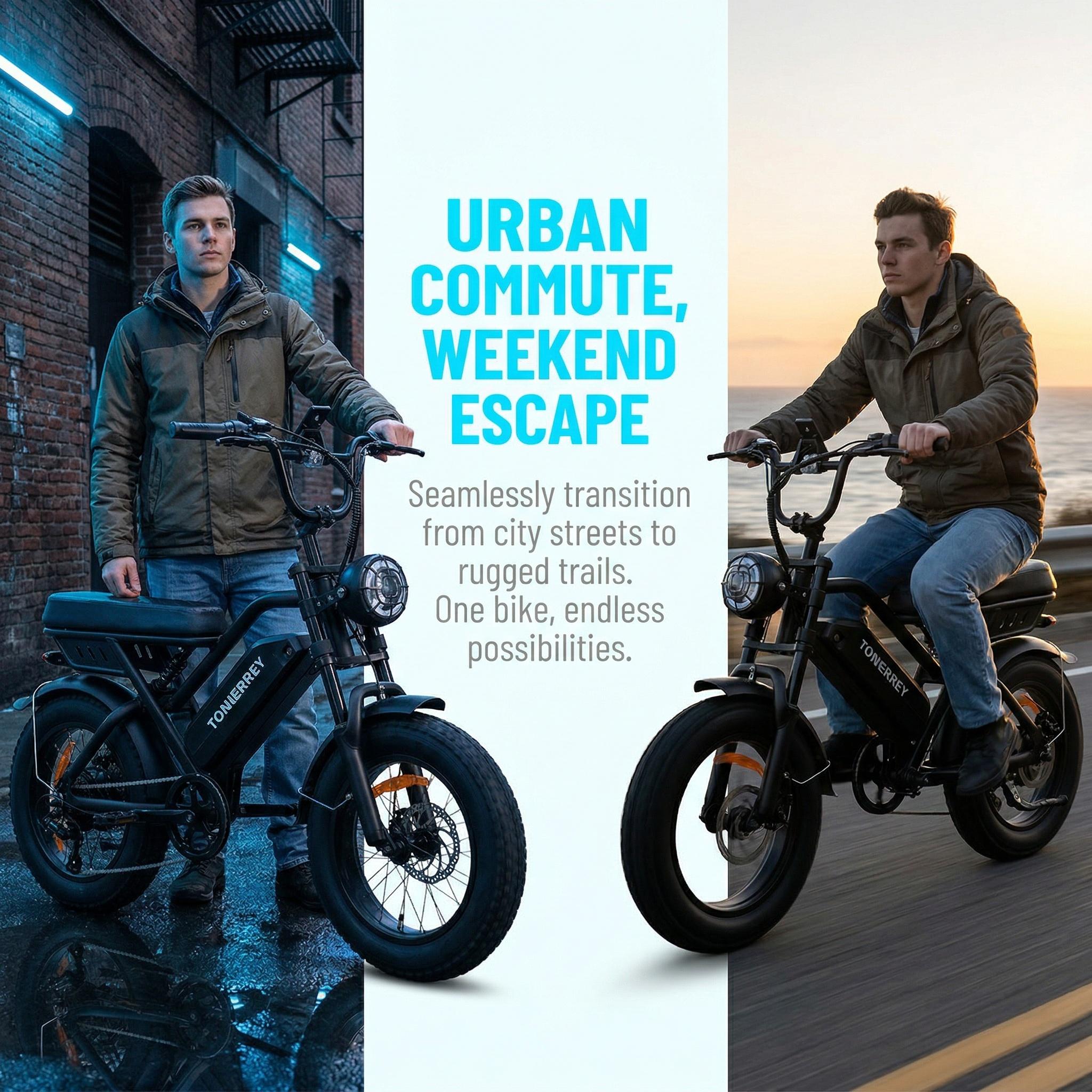 t16  16 Inch ×4 Fat Tire Electric Bike 48V 15.6Ah Battery High-Strength Carbon Steel Frame 58Nm Front Suspension 21.6mph / 35km/h 50-56 Miles Range all-terrain adult Off-Road