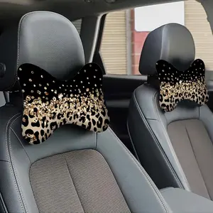 1-piece car headrest and lumbar pillow set, leopard print design, soft and comfortable foam material, suitable for all seasons, universal fit for vehicles, an ideal choice for travel, Car Accessories