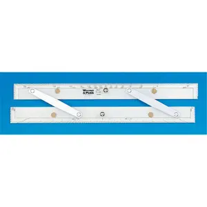 212 MAIN 15-Inch Parallel Measuring Ruler with Aluminum Arms, Beveled Edge, Polished Handle, Brushed Finish, Protractor Scale for DIY Navigation