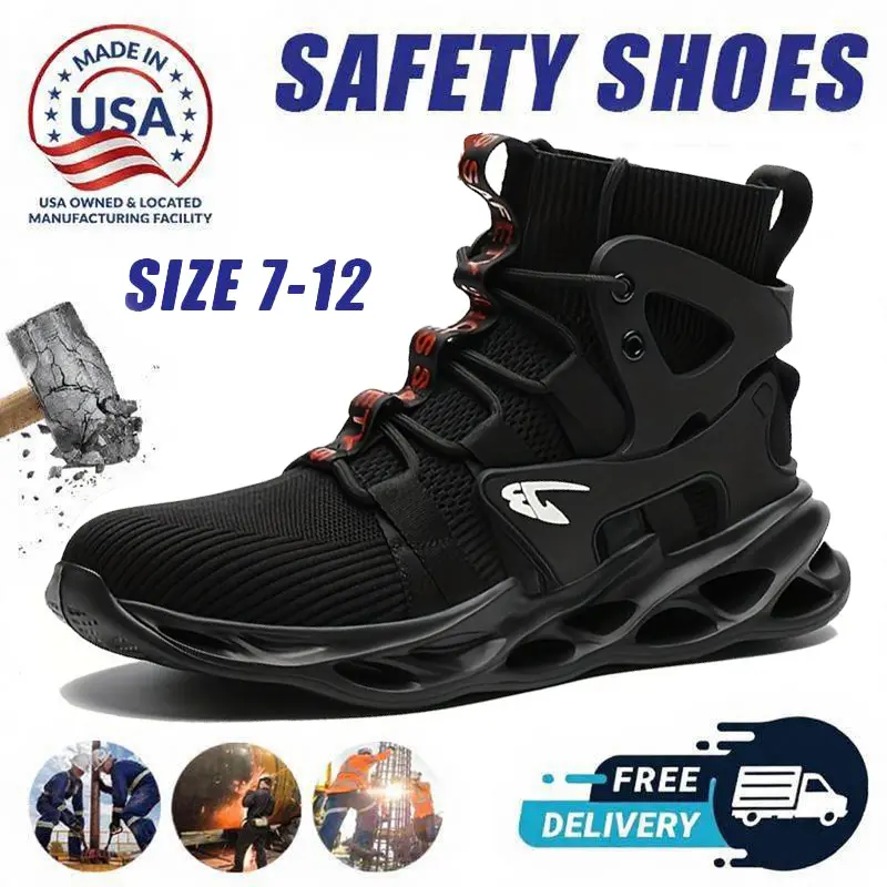 High Top Composite Toe Work Shoes Breathable Anti Crushing Anti Piercing