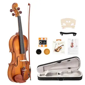 4/4 Acoustic Violin GV103 Complete Kit - Spruce Wood Top, Matte Natural Finish - for Musical Instrument Enthusiasts