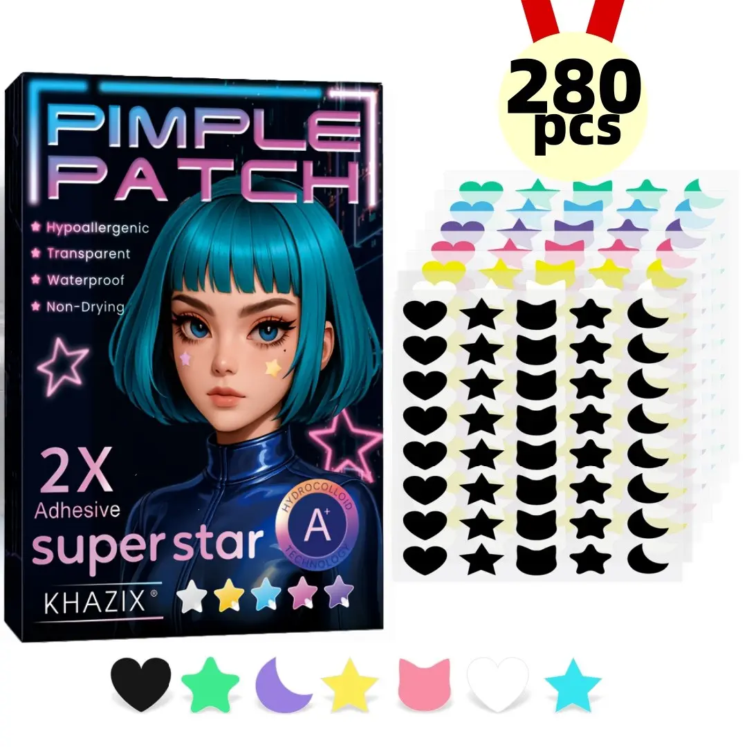 280pcs Acne Patches, 7 Colors Multi-Shape Face Blemish Concealer, Hydrocolloid Pimple Stickers, Portable, Unisex, All Skin Types