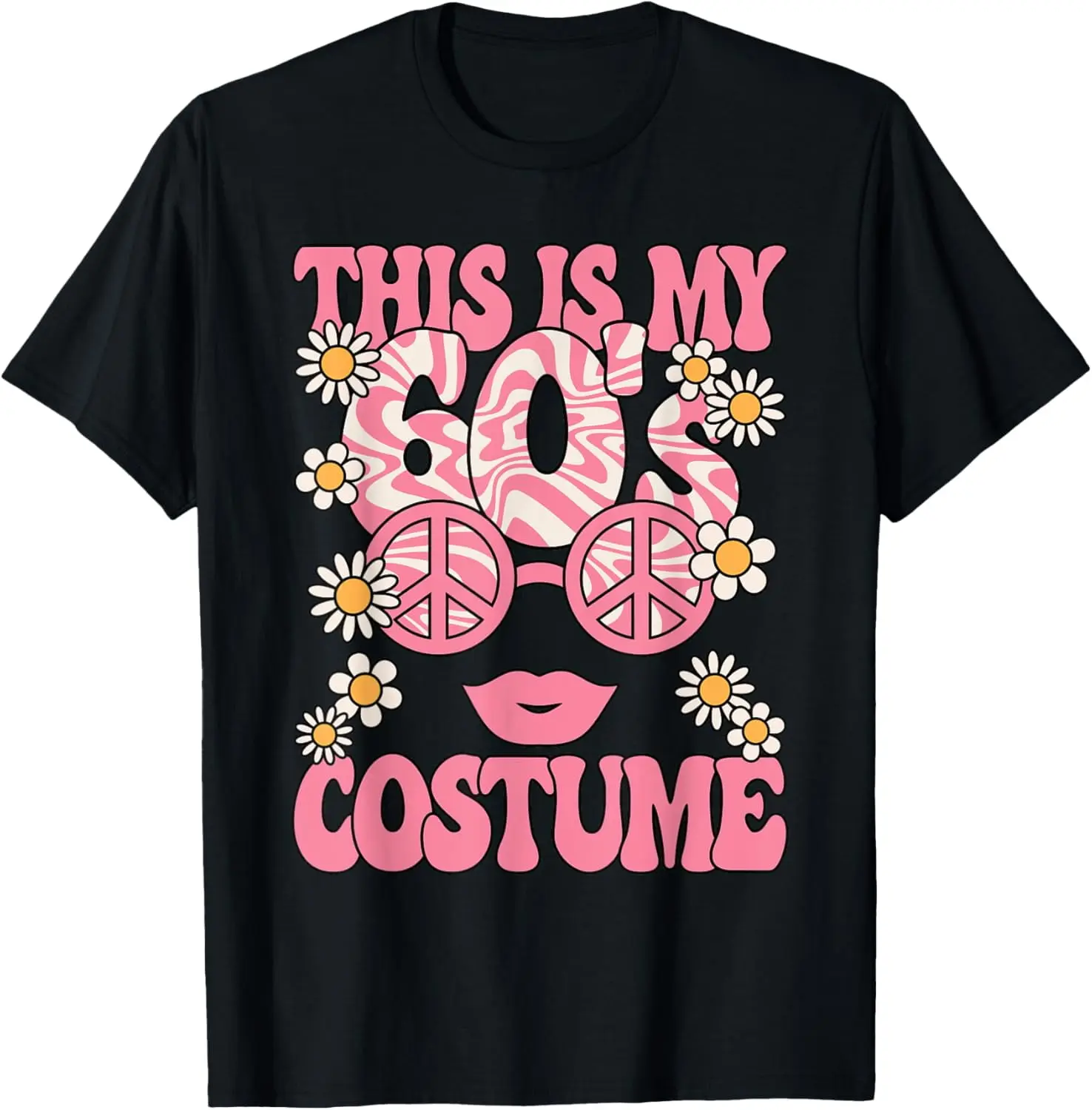 Women's 1960s Retro Graphic T-Shirt - Short-Sleeve, Casual, Everyday Lady's 60s Costume for Party Events, Shortsleeve, Round Neck, Top, Tshirt