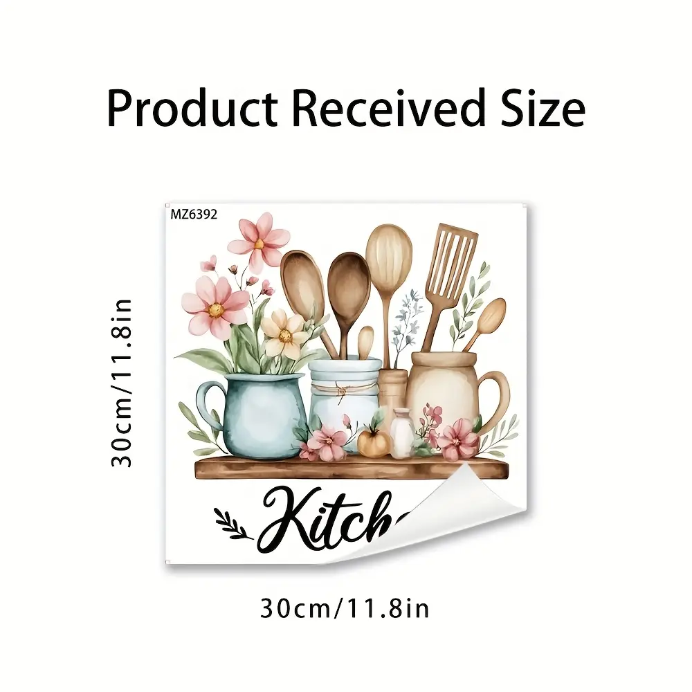 SummervibesKitchen Utensil Wall Stickers, Self-Adhesive Waterproof Vinyl Decals Set of 2, Funny Cartoon Cooking Decor Decals for Kitchen Cabinet Trash Can Refrigerator Fridge, Removable Home Wall Art