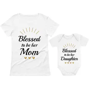 Tstars Blessed Mommy and Me Matching Outfits Mothers Day Mom & Daughter Shirts Set