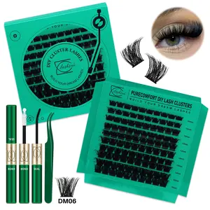 Lashsun 1490 PCS Cluster Eyelash Set Eyelash Extensions D Curl 11 Styles Bottom/Spike/Wispy, Diy Volume Eyelashes, Kit with Bond&Seal Lash Remover Tweezers Headband&Wristband, for Beginners&Proficient, DIY at Home Easily, Easy Apply for Makeup Daily