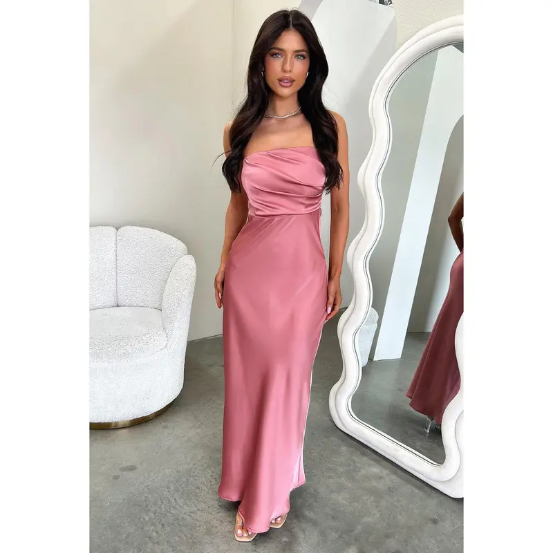 chinese dress ladies La Lune Strapless Ruched Bodice Maxi Dress | Peony | Dresses main image 0