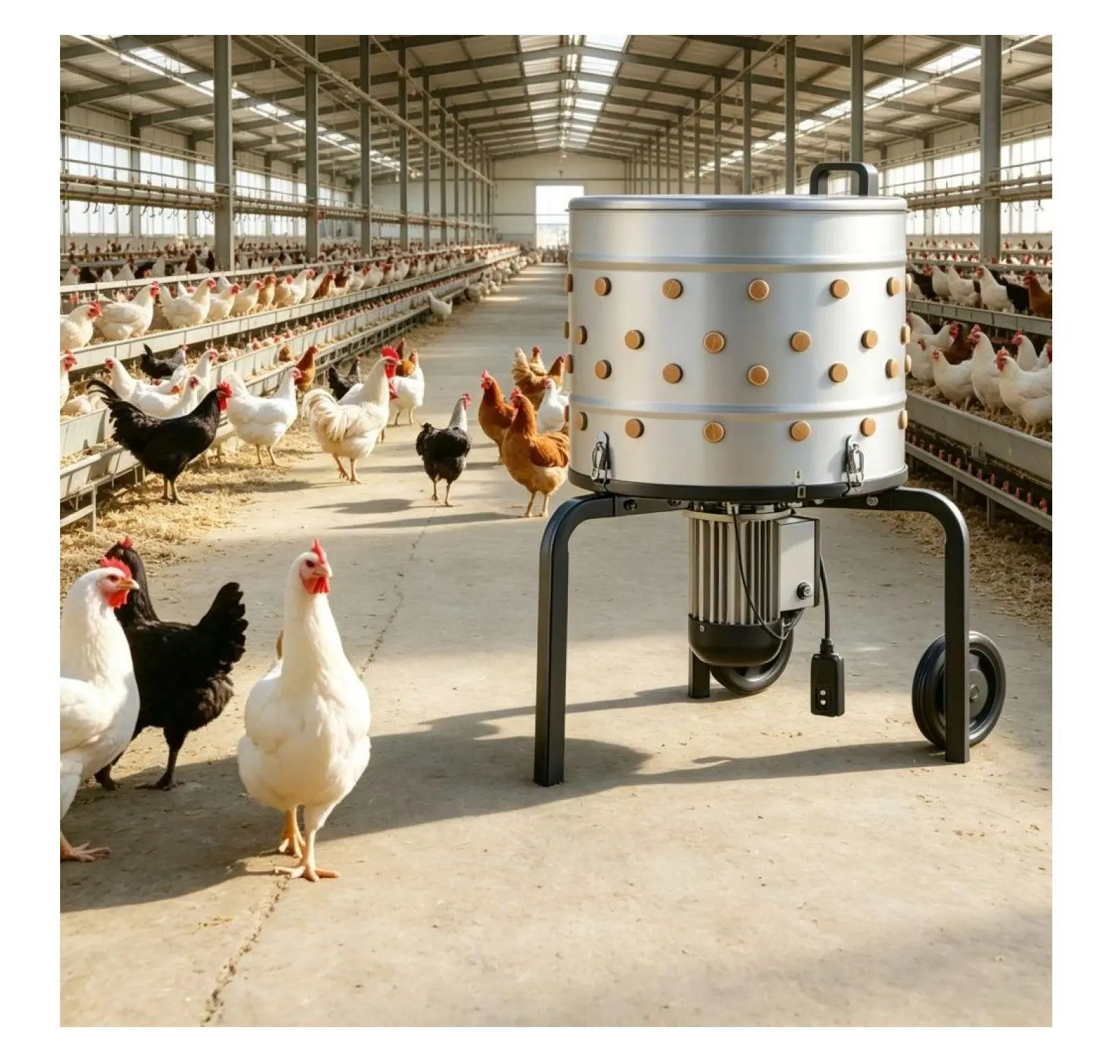 750W Steel Waterproof Chicken Plucker Machine - Efficient, Easy-to-Clean Poultry Plucker for Chickens, Ducks, Geese - Outdoor Use