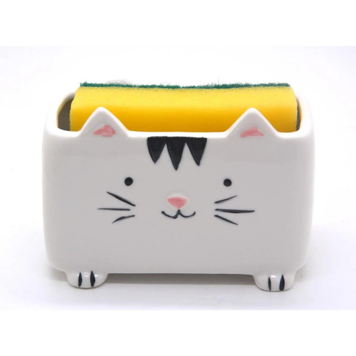Cat Sponge Holder Cute Cat Decor Kitchen Accessories Cat Home Decor Ceramic Kitchen Sponge Holder Cat Gifts Ideal Gifts for Women Birthdays Valentines Day Gifts