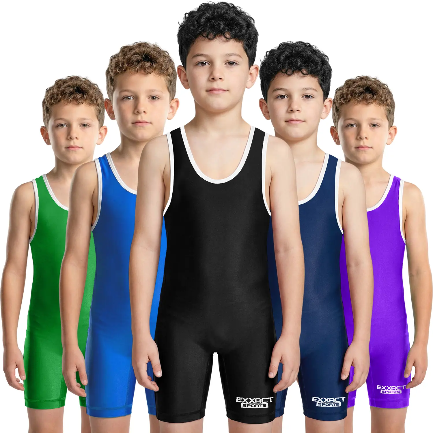 Exxact Sports Plain Wrestling Singlet, Powerlifting Singlet Youth Wrestling Singlet Men for Training and Weightlifting Uniform - (Black)
