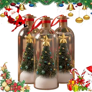 3-piece set Christmas Tree Message in a Bottle, Recording Message in a Bottle Voice Recording, Christmas Tree Voice Ornament, Unique Xmas Gifts, Snowy Scene Nostalgic for Home Festive Party Decor