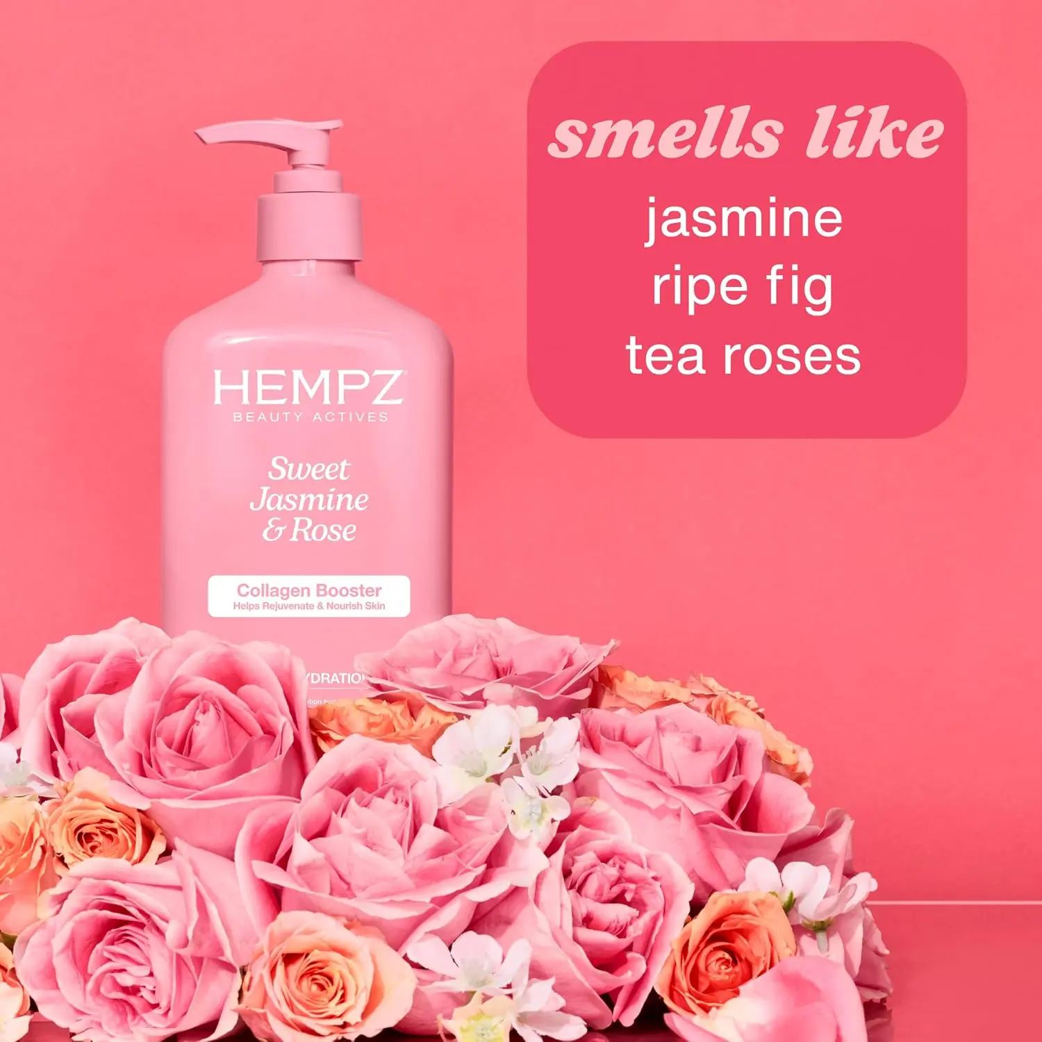 Hempz Sweet Jasmine & Rose Herbal Body Moisturizer for Women, 17 Fl. oz. - 100% Pure Hemp Seed Oil, Collagen, Shea Butter Vegan Lotion - 48-Hour Hydration for Dry Skin, Beauty Actives Collagen Booster, Cruelty-Free, Paraben-Free