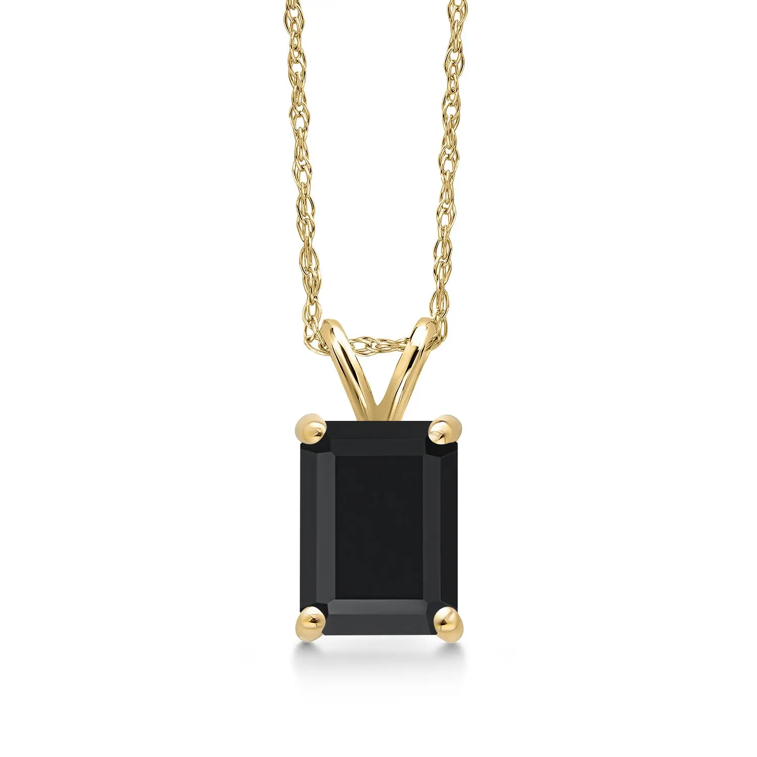 14K Yellow Gold Black Onyx Pendant Necklace for Women | 0.97 Cttw | Gemstone December Birthstone | Octagon 7X5MM | With 18 Inch Chain