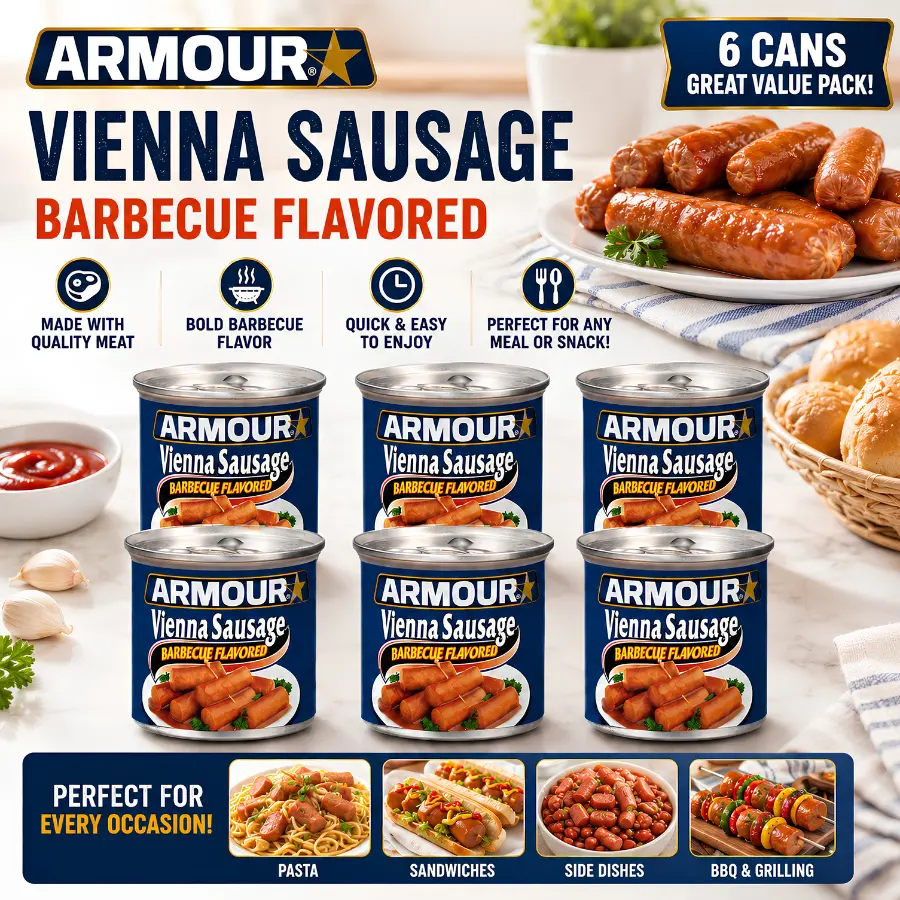 Armour Star Vienna Sausage, Barbecue-Flavored Canned Beef & Chicken Food, 4.6 oz