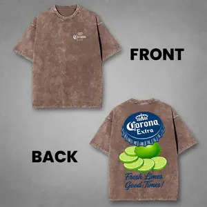 Corona Extra Fresh Limes Good Times Vintage Washed Graphic T-Shirt - Unisex Double Sided Oversized Retro Beer Lime Summer Streetwear Tee