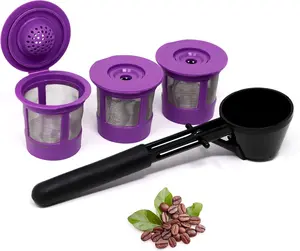 Reusable K-Cups Coffee Filter Pod for Keurig 1.0 & 2.0 Machines - Coffee Scoop Funnel and 3 Pack K-Cup Filters - Universal Refillable K-Cups - Fits K-Duo, K-Classic, K-Elite, K-Select, K-Cafe Brewers