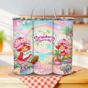 Strawberry Shortcake Hawaiian Rainbow 20oz Tumbler Stainless Steel Tumbler with Vibrant Design for Cold & Hot Beverages