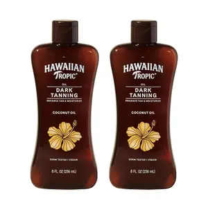 Hawaiian Tropic Dark Tanning Oil, 8 Fl Oz | Moisturizing Body Oil with Cocoa Butter, Tan Enhancer, 8 Fl Oz each Twin Pack