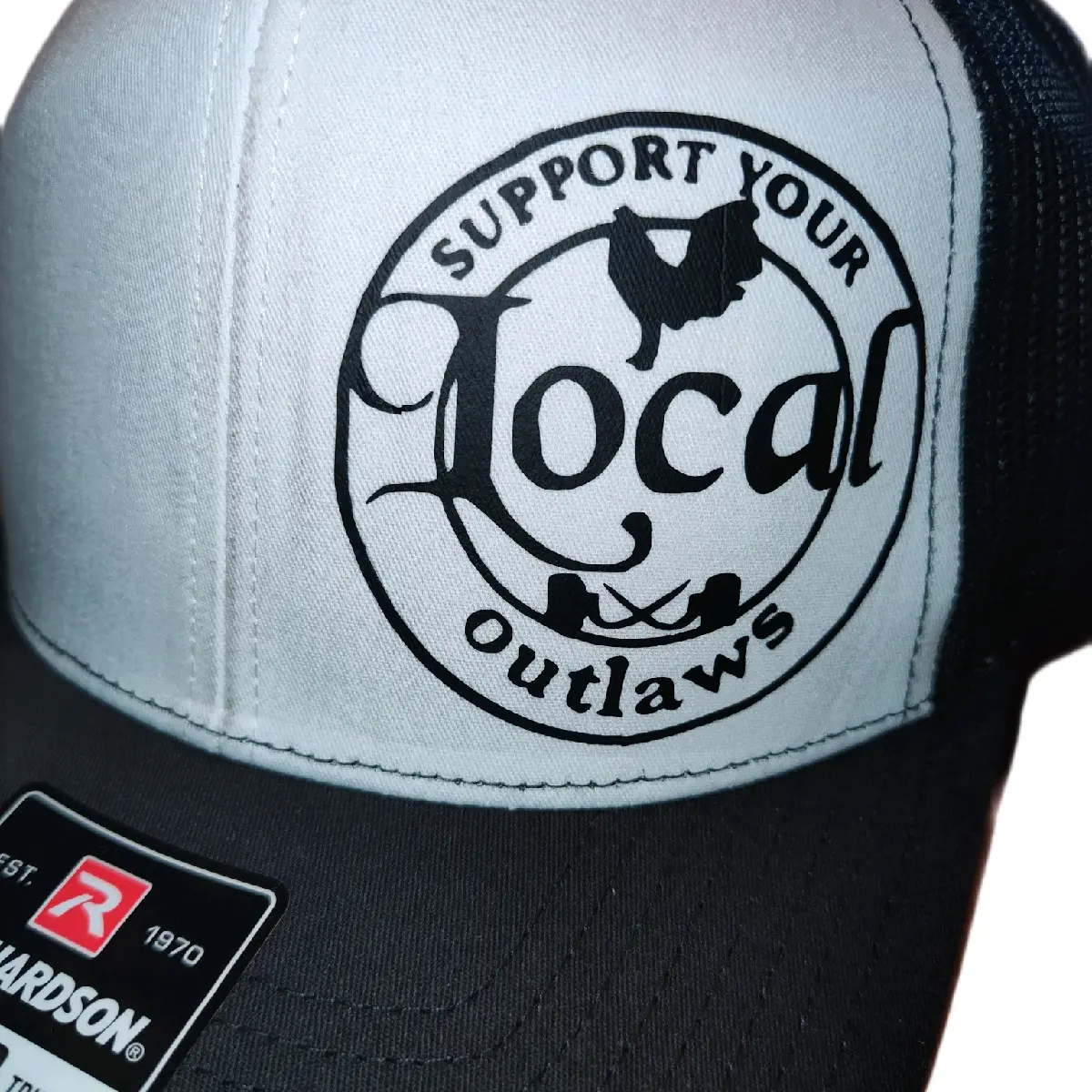 gamefowl trucker hat, support your local outlaw.