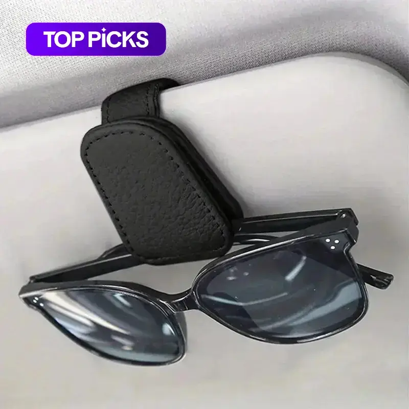 Car Sun Visor Storage Clip, Universal Car Sunglasses Holder, Car Glasses Clip, PU Leather Glasses Holder, Car Organizers Auto Accessories, Car Organization Supplies, Sunglasses Holder For Car