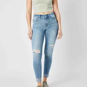 Judy Blue Mid Rise Destroy Cuffed Skinny Jean