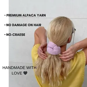 Handmade Oversized Scrunchie – Premium Soft Yarn, No Crease, No Damage (15 cm)