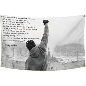 Rocky Balboa Sunshine and Rainbows Quote Motivational Inspirational Flag Banner 3x5Ft Banner For College Dorm Room Man Cave Frat Wall Outdoor Dec, Multi