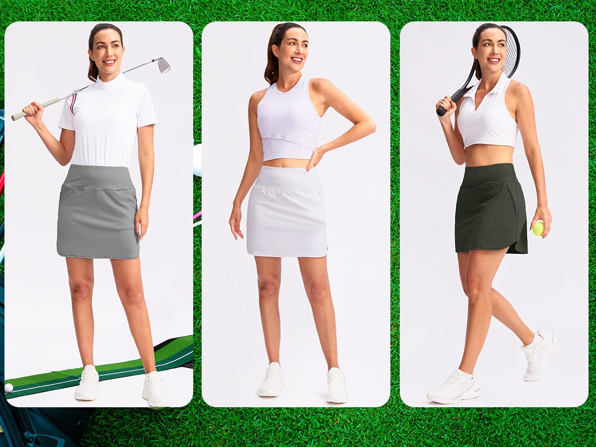 [Clearance] G Gradual Women's High-Waisted Skorts with Zipper Pockets, Polyamide-Elastane Fabric, Full Coverage for Hiking, Tennis, Athletic Workouts, Everyday, Breathable,travel essentials,camping essentials